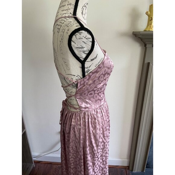 Vine & Love Dress Backless Blush Pink Maxi Length Spaghetti Strap Slit Wrap L - Picture 7 of 10